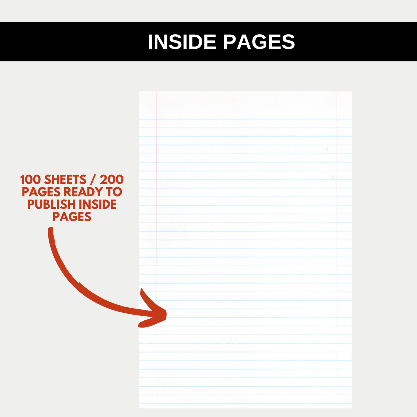 Wide Rule 100 Sheets / 200 Pages Notebook for KDP Amazon & The Book Patch