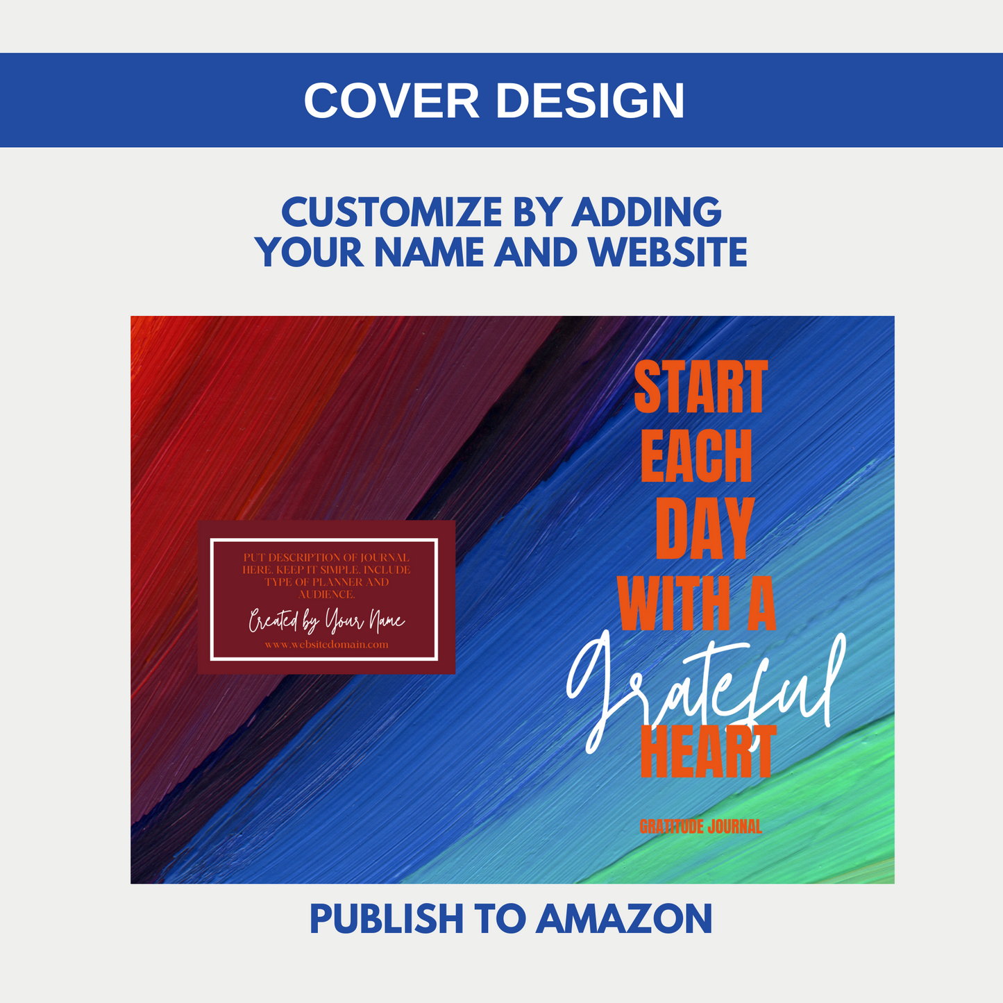 Start Each Day With A Grateful Heart Gratitude Journal for KDP Amazon & The Book Patch
