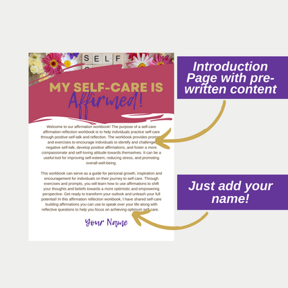 Cultivating A Positive Mindset Self-Care Affirmation Reflection Workbook - Use as a lead magnet, digital product or challenge.